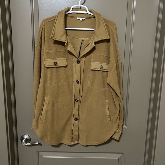 LA MIEL Tops - Brown Oversized shacket
